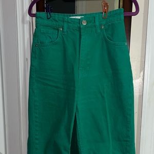 ZARA Green Straight Leg Pants